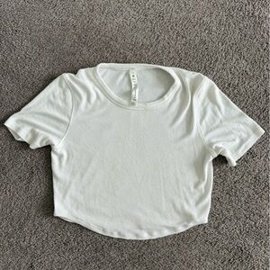 Lululemon Athletica White Fitted Polo Crop Top